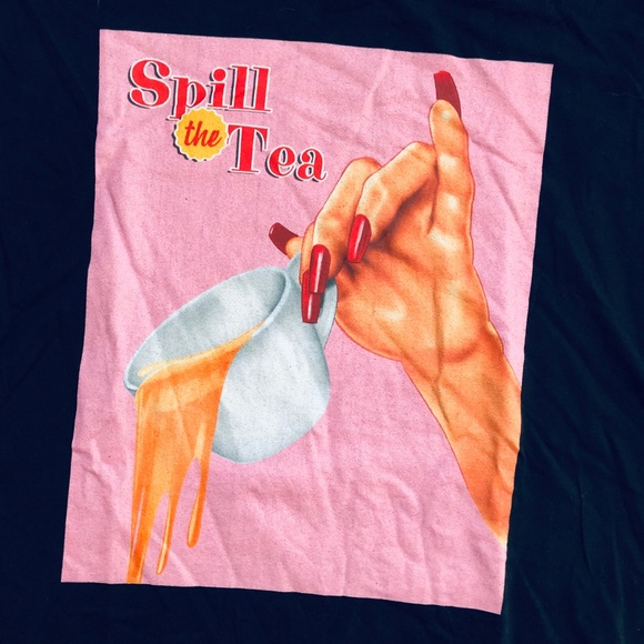 NEW "Spill The Tea" Spill The T Drag Culture Truth Black T-Shirt - Picture 2 of 3